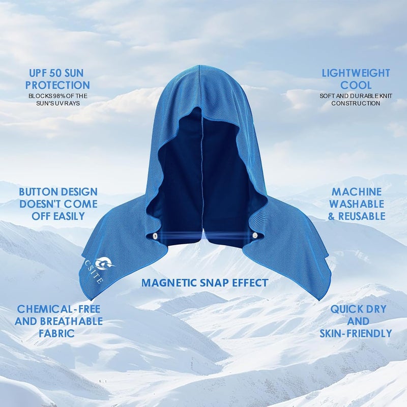 CASITE Cooling Hoodie Towels, Instant Cooling Towels for Neck and Face, UPF 50 Sun Protection, Ice Towel for Hot Weather, Head Towel for Sports, Camping, Cycling & More Activities - Image 2